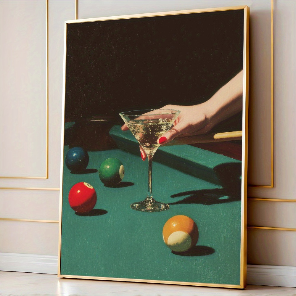 Home Bar Set - 1 adet Vintage Bilardo Kokteyl Posteri,