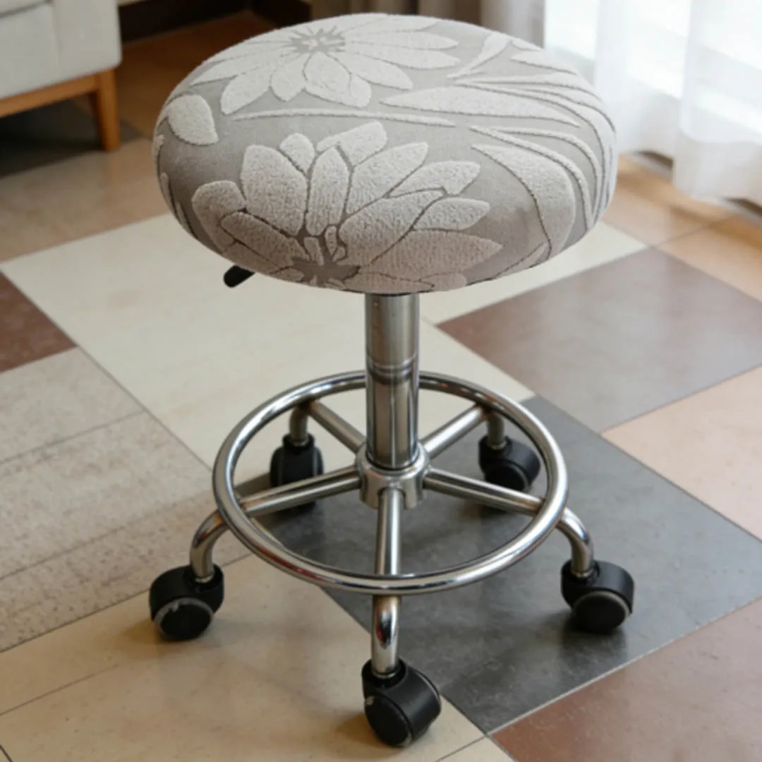 Home Bar Seating - Bar Taburesi Kılıfı Kamelya Jakarlı Polar