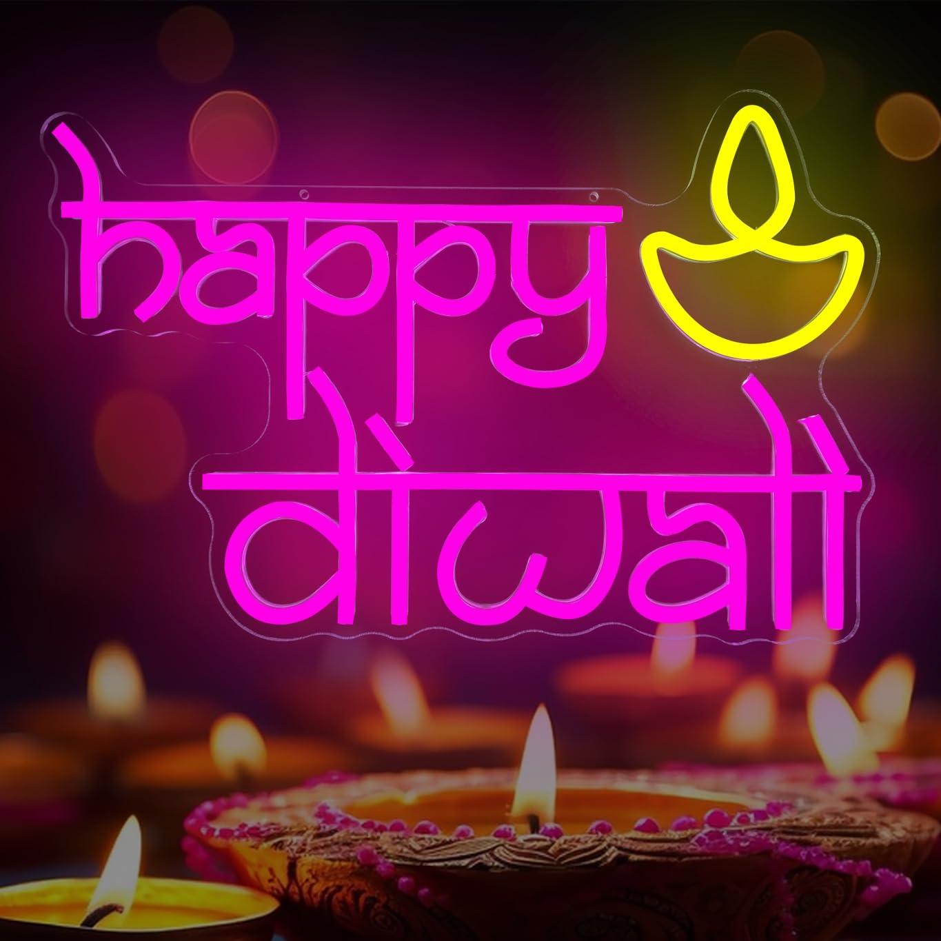 Home Bar Signs - Mutlu Diwali Neon Tabelası USB Güçlü