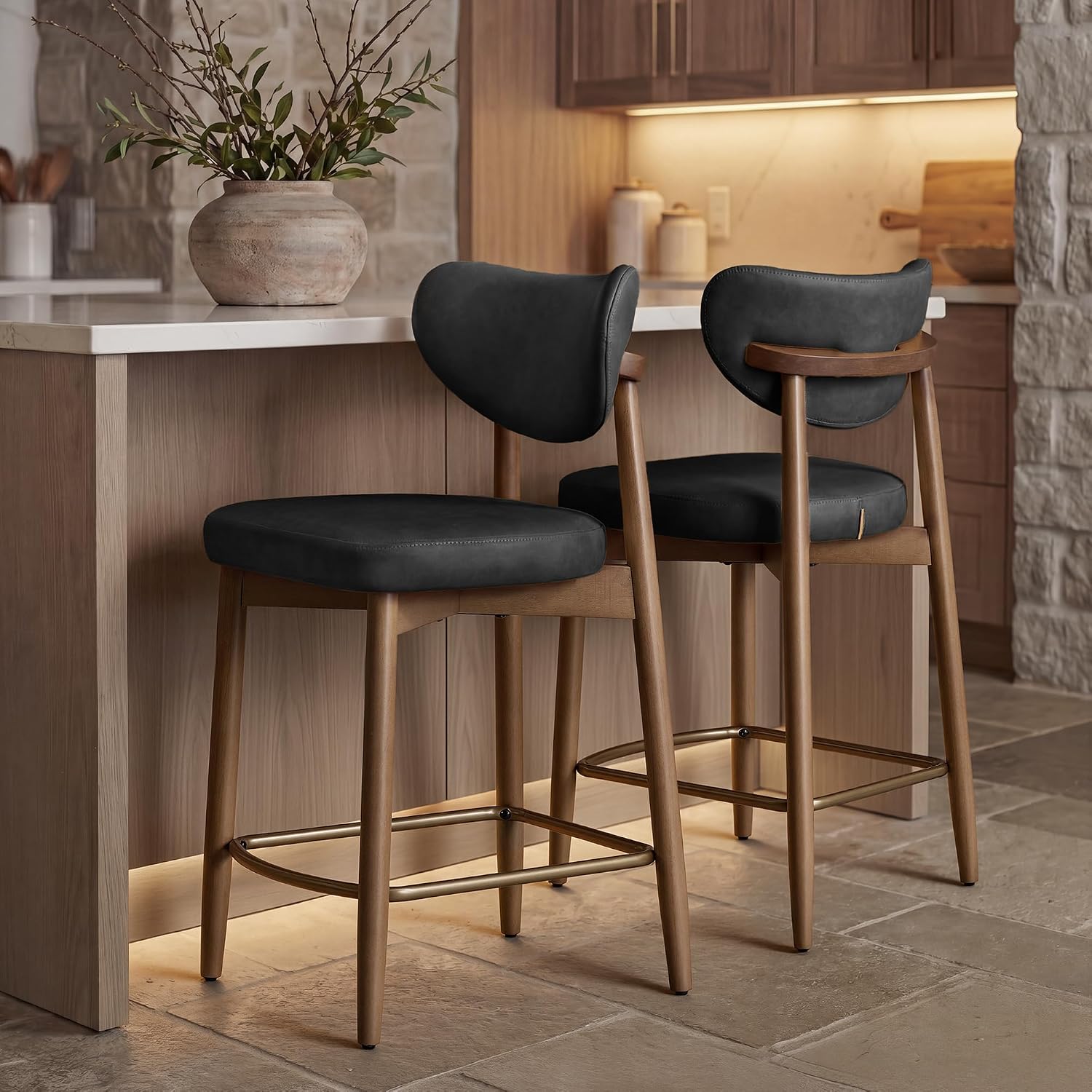 Home Bar Seating - Orta Yüzyıl Modern Ahşap Bar Tabureleri