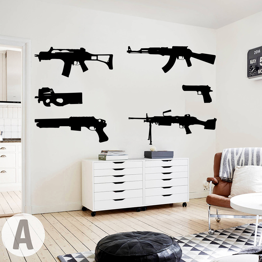 Smoking Gun Kit - 6 Guns Set duvar çıkartması çocuk
