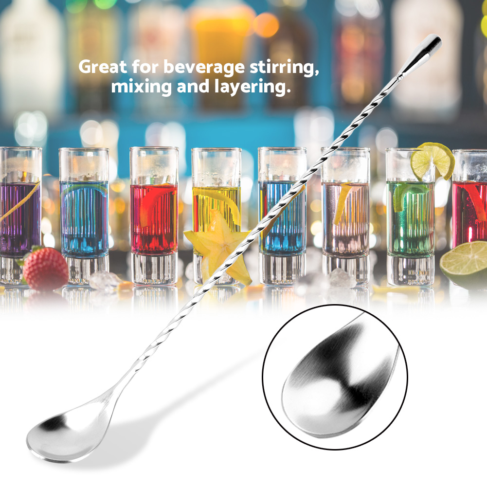 Bar Spoon Twisted - Paslanmaz Çelik Bar Şarap Kokteyl Karıştırma
