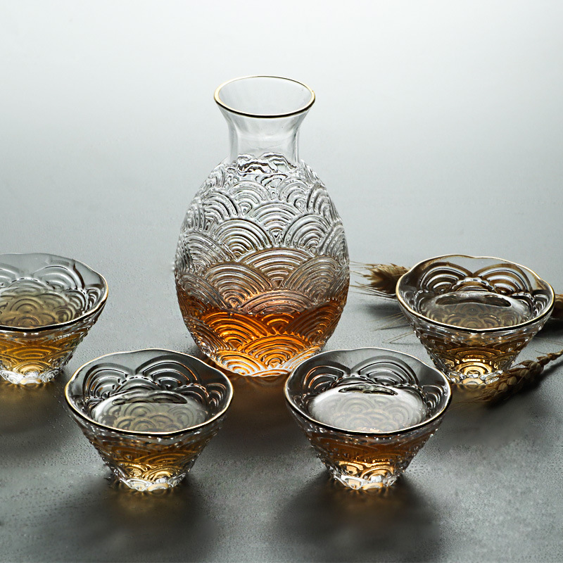 Home Bar Set - Japon Çekiçli Sake Sürahisi Seti Cam