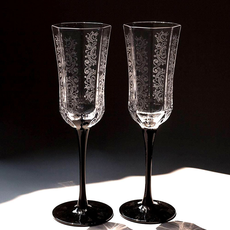 Old Fashioned Glass - Fransız Vintage şampanya kadehi siyah kuğu