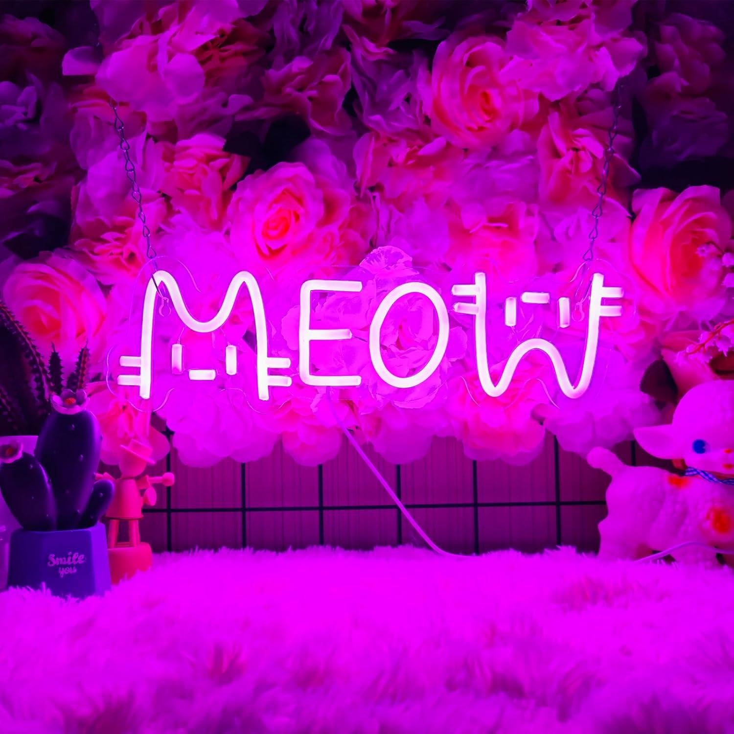 Home Bar Signs - Miyav Neon Tabela Kedi USB Güçlü