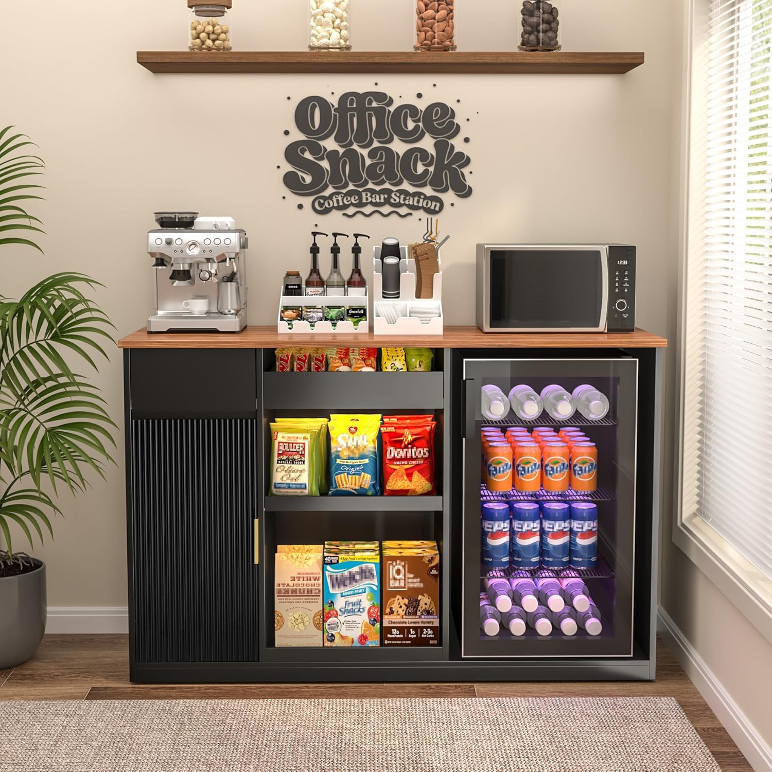Home Bar And Cabinet - Buzdolabı Bölmeli Atıştırmalık Dolabı, Depolama Raflı,