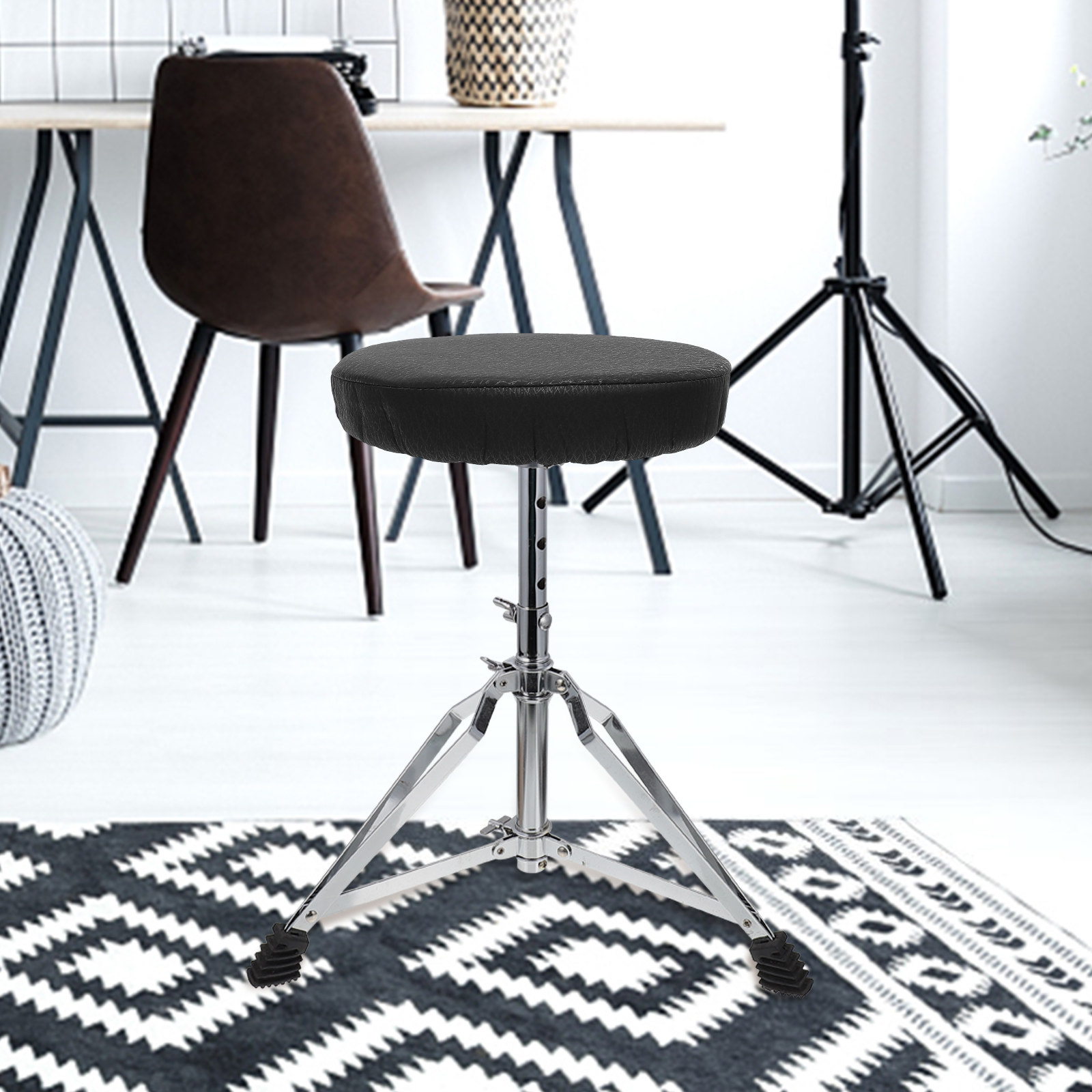 Home Bar Stools - Elastik Kalın Siyah Yuvarlak Tabure Kılıfı