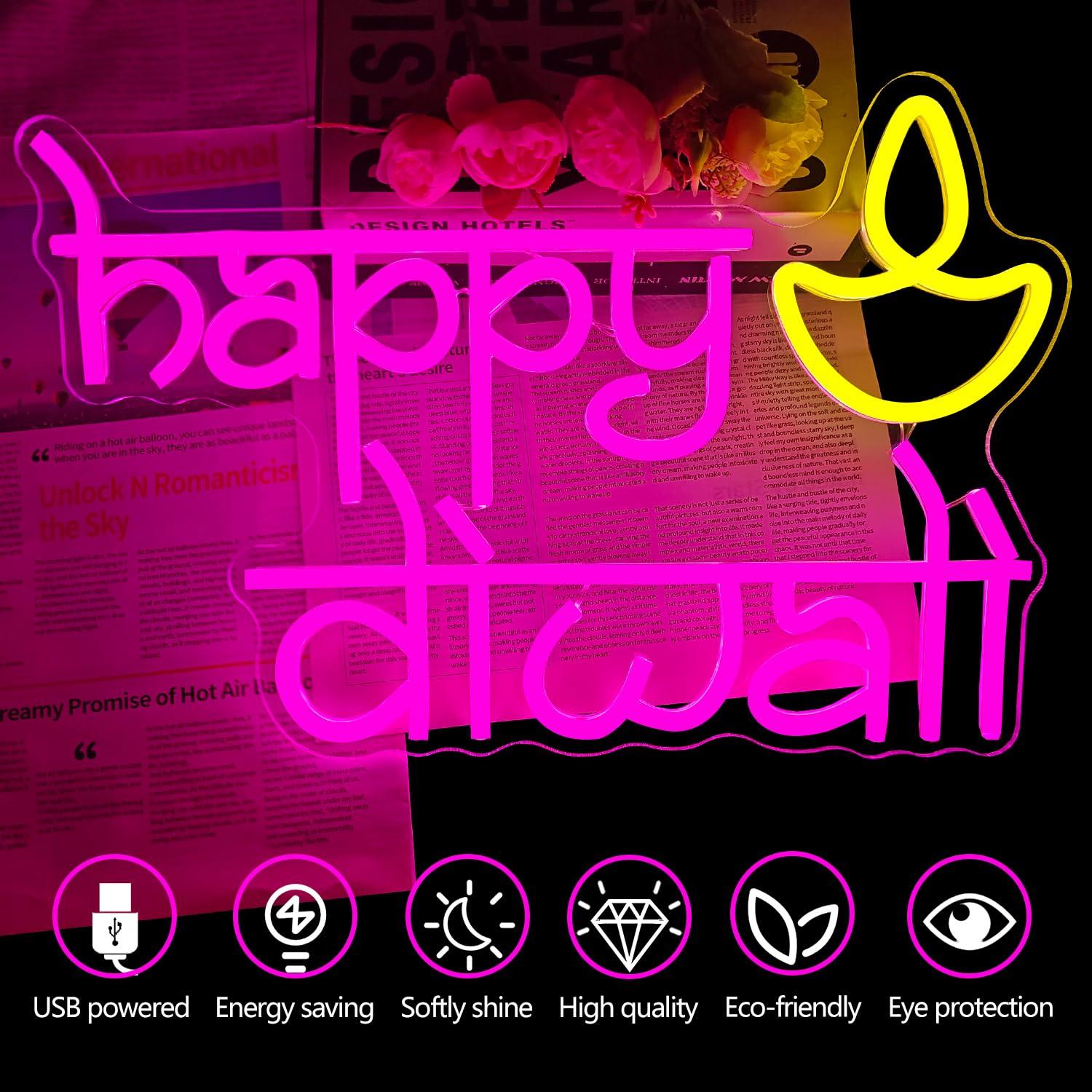 Mutlu Diwali Neon Tabelası USB - Home Bar Signs incelemesi ve fiyatı