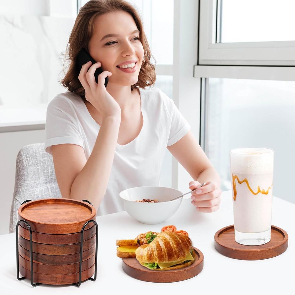 6'lı Akasya Ahşap Bardak Altlı - Home Bar Set incelemesi ve fiyatı
