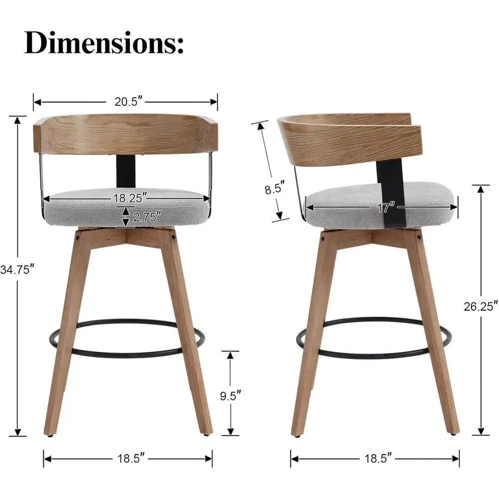 2'li Set, 26 Gri Keten Döşemel - Home Bar Stools incelemesi ve fiyatı