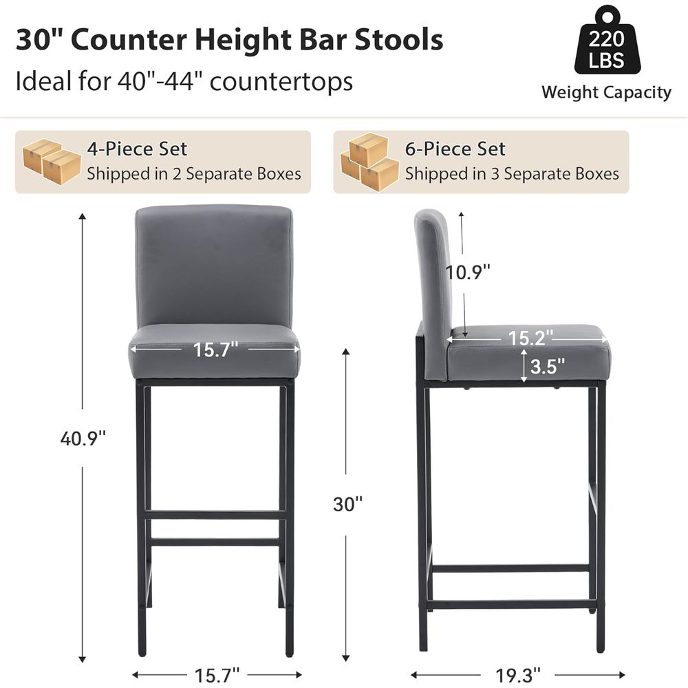 4'lü Gri Döşemeli Suni Deri Ba - Home Bar Stools incelemesi ve fiyatı